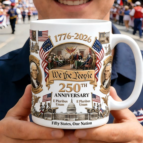 USA 250th Anniversary Mug 1776–2026 250 Years of Freedom Coffee Mug 12oz Ceramic Cup, Patriotic Independence Day Gift for Veterans Men Dad Husband July 4th Celebration