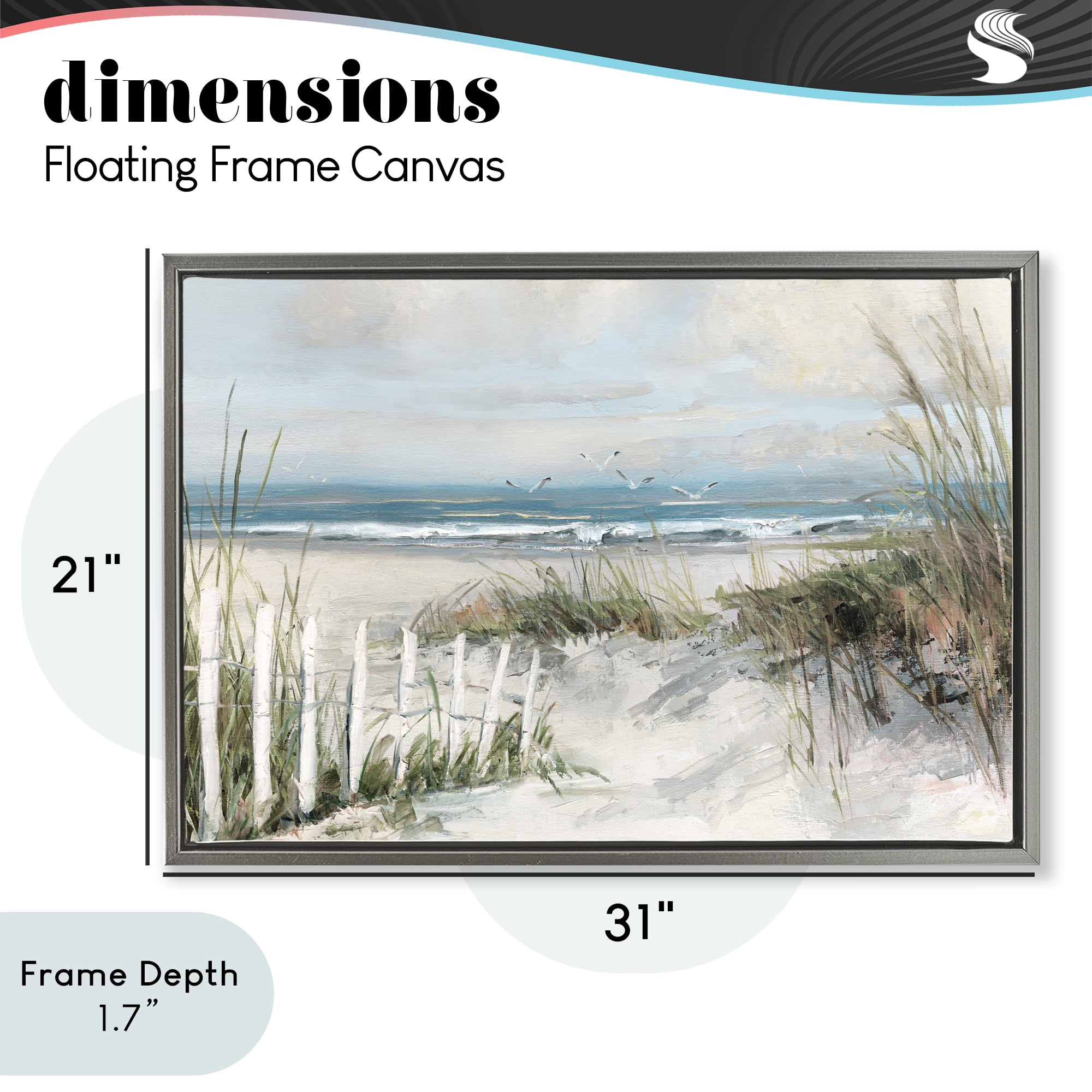 Stupell Industries Dunes With Weathered Fence Gray Framed Floater Canvas Wall Art, design by Sally Swatland
