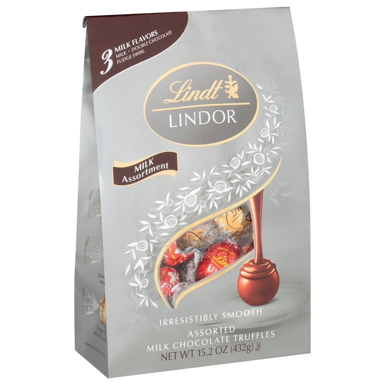 Lindt Lindor Milk Assorted Chocolate Candy Truffles, 15.2 oz, Bag
