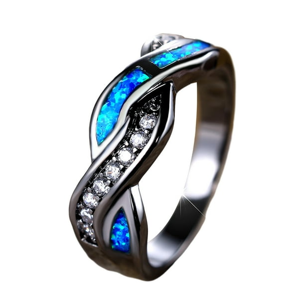 Qarigey Anillo Vintage de cobre de moda, anillos Vintage de cobre con estilo personalizado, anillos para mujer Ropa, zapatos y accesorios Miscelánea Negro Oro Azul