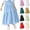 Light Blue, variant on Fancifize Girls Summer Cotton Skirts Casual Elastic Waist Smock Long Skirt Kids Loose Ruffle Hem Maxi Skirts