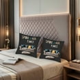 thumbnail image 2 of Modern Decorative Throw Pillow Covers 18x18in Set of 2 - Stylish " HUM & TIMES " Design for Couch Bed Car - Cozy Dark Background with Colorful Accents, 2 of 8