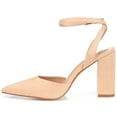 thumbnail image 3 of Journee Womens Tyyra Buckle High Block Heel Pointed Toe Pumps, Widths Available, 3 of 10