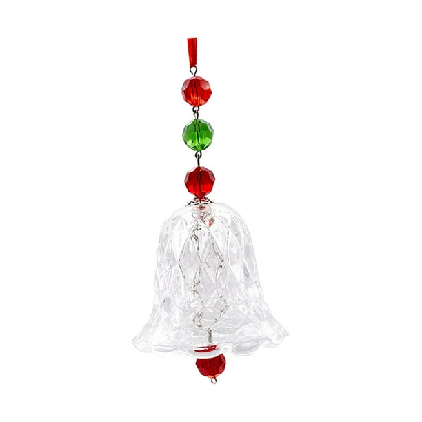 Campanas de viento colgantes para puertas de vidrio, campanas de viento, adorno de campana de vidrio, árbol de Navidad Blanco