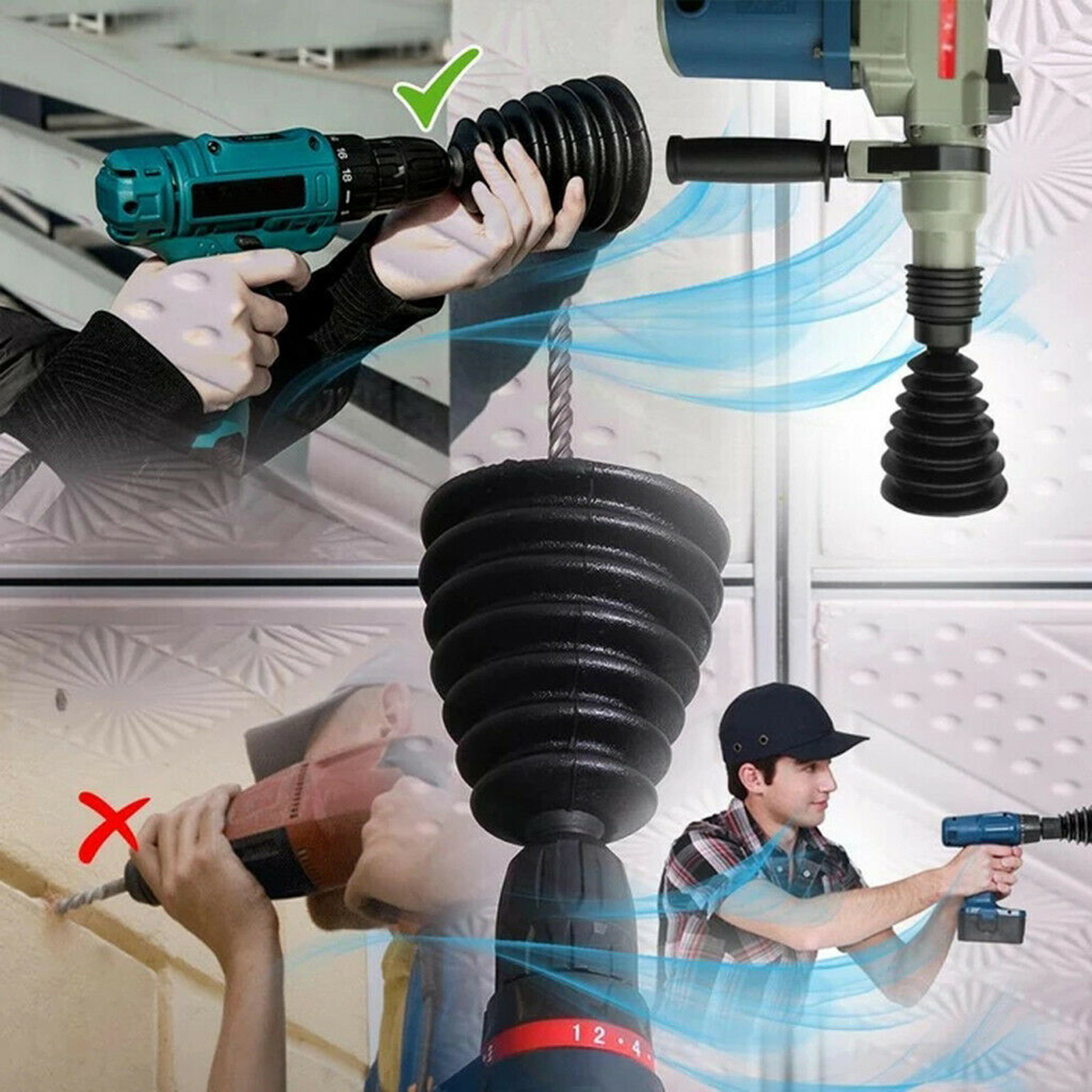 Accessory Drill Dust Collector For Electric Hammer And Drill Shockproof Dust  Catcher With Sealing Cover And Anti-Skid Sponge – τα καλύτερα προϊόντα στο  ηλεκτρονικό κατάστημα Joom Geek