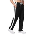 thumbnail image 5 of oqasdz Men's Pants Solid Color Winter Thermal Straight Leg Lightweight Sports Stretch Lined Trousers with Drawstring Casual Loose Fit Dailywear, 5 of 6