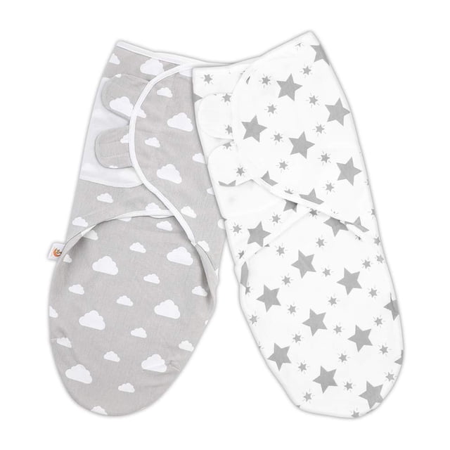 Arrullo bebé - Pack de 2 arrullos para recién nacido, 0-3 meses manta arrullo bebé, algodón orgánico con velcro unisex Adepaton LKX-1853
