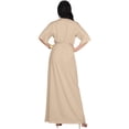 thumbnail image 5 of KOH KOH Long Sexy V-Neck Short Sleeve Slit Flowy Cocktail Evening Bridesmaid Wedding Guest Party Summer Tall Dressy Maxi Dress Gown For Women Nude Champagne Brown Small US 4-6 NT290, 5 of 6