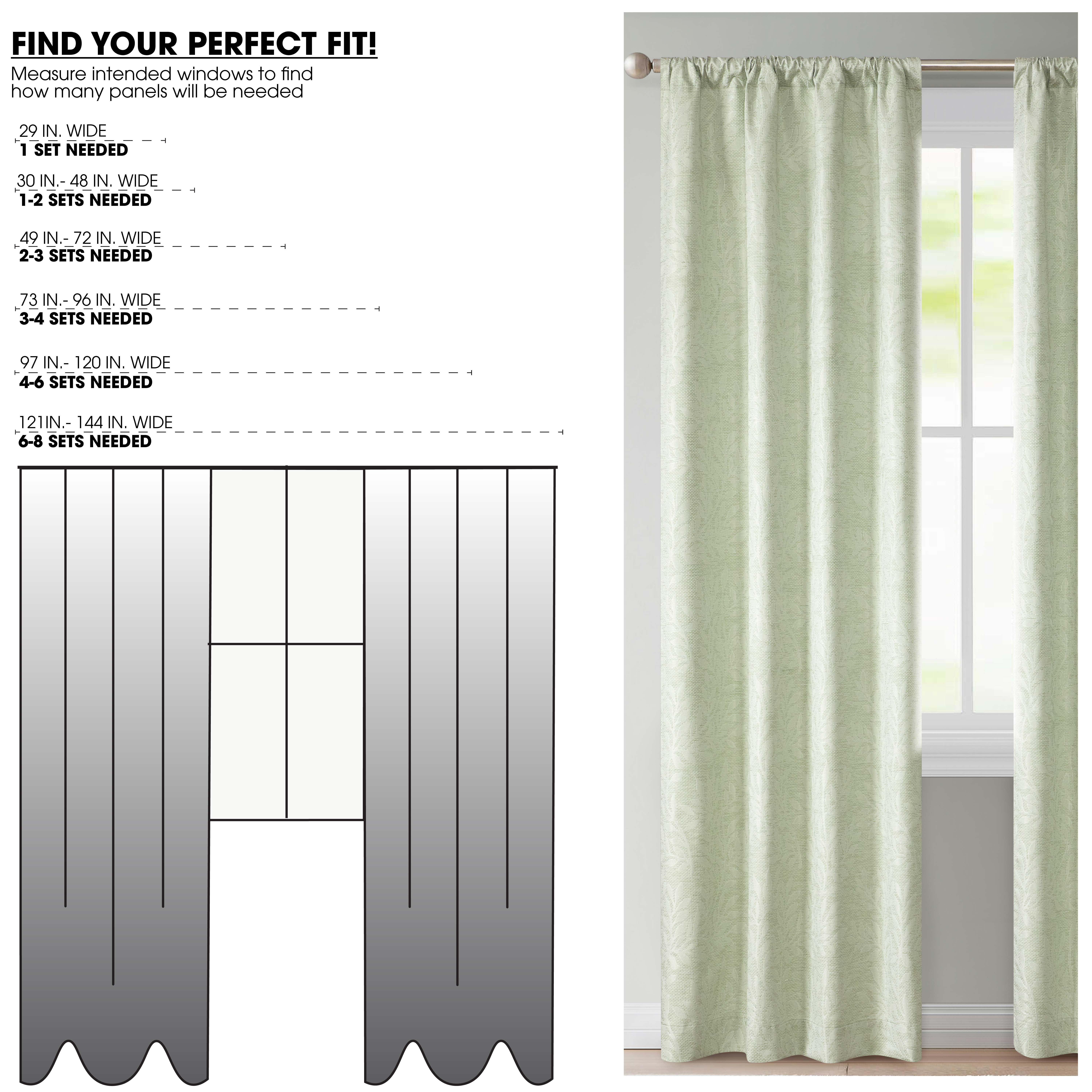 (2 pack) Mainstays Jacquard Blackout Panel Pair, Set of 2 Curtains, Green Botanical, 37" W x 84" L