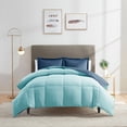 thumbnail image 3 of Nestl  All Season Down Alternative Reversible Comforter Set Navy/Aqua King 3 Piece, 3 of 5