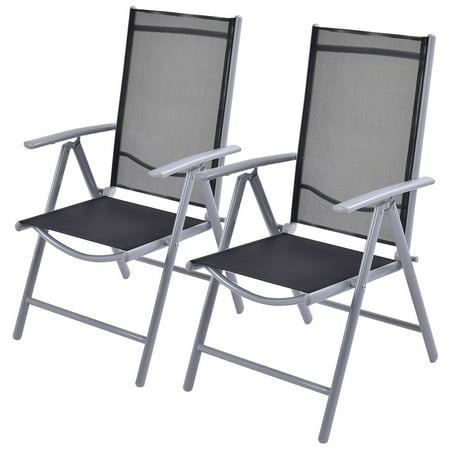 Costway Set Of 2 Patio Folding Chairs Adjustable Reclining Indoor
