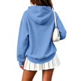 thumbnail image 4 of Women Oversized Hoodie Long Sleeve Pullover Sweatshirt with Front Pocket Drawstring, 4 of 6