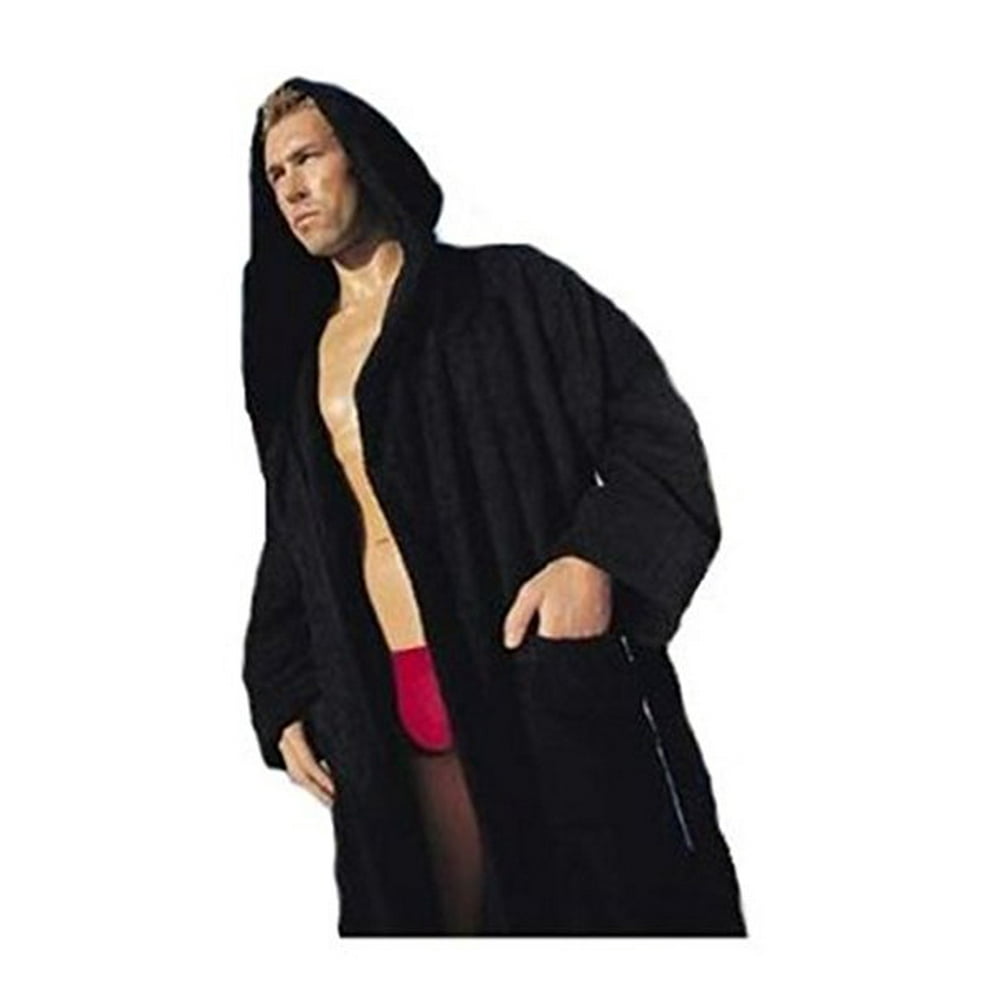 Spa & Resort Heavy Mens 3.5lb Black Hooded Terry Bathrobe XXXL 3XL