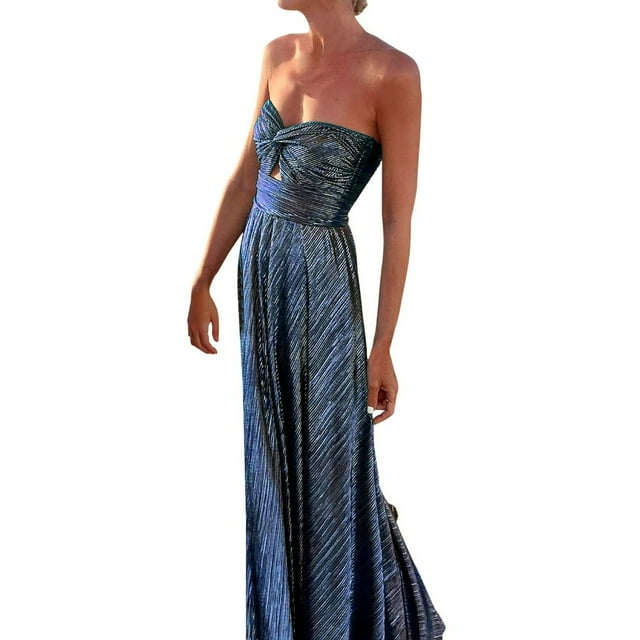 ZIZOCWA Robe Maxi à Manches Courtes Robe Fendue pour Femmes Robe Portefeuille à Poitrine Effet Bronzage au Tempérament pour Femmes Mode d'Été Robe Maxi Chic à Épaules Dénudées Élégante Plissée Ajourée Robes de Soirée Fe