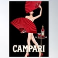 thumbnail image 2 of Classic Campari Girl With Red Fans Alcoholic Aperitif Vintage Advertising Poster Poster Wall Art, Modern Wall Decor For Living Room Bedroom, 16x24 UNFRAMED, 2 of 3