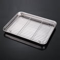 thumbnail image 1 of Rust-Resistant 430 Stainless Steel Rectangular Tray: Multi-Functional Oil-Draining Dish for Home Cooking, Grilling, Fruit Serving & Outdoor Use – Elegant Design, Easy to Clean, Ideal for Bulk, 1 of 6