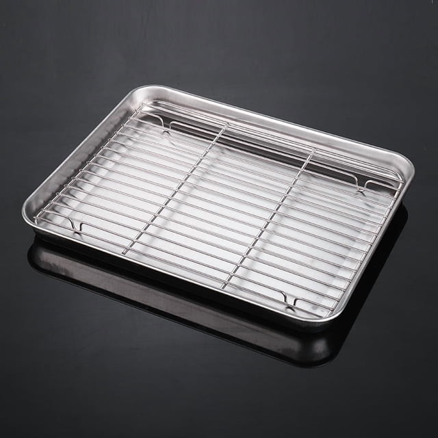 Rust-Resistant 430 Stainless Steel Rectangular Tray: Multi-Functional Oil-Draining Dish for Home Cooking, Grilling, Fruit Serving & Outdoor Use – Elegant Design, Easy to Clean, Ideal for Bulk