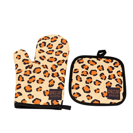 

NGHnuifg Windfall Leopard Print Microwave Gloves Thickened Heat Mitts Kitchen Baking Kit Gloves Size M Men Work Gloves Heavy Duty Squish Disposable Gloves