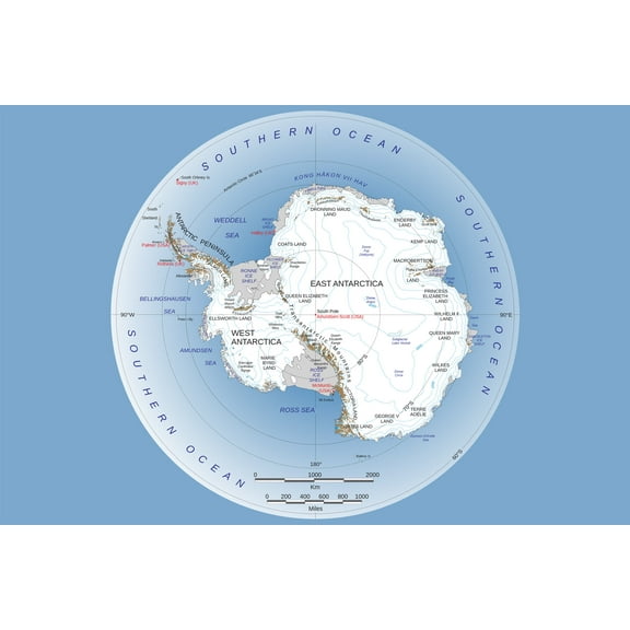 24x36 gallery poster, Map of Antarctica