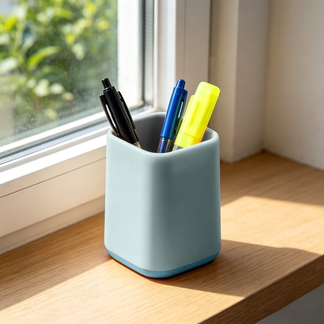 Portabolígrafos de escritorio, organizador multifuncional de sobremesa, vaso para lápices de gran capacidad, cilindro antideslizante de plástico duradero, oficina moderna minimalista en el hogar