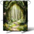 thumbnail image 7 of Enchanted Forest Shower Curtains for Bathroom Green Tree Nature Scenic Bath Decor Sets, Waterproof Cloth Fabric with Hooks-36"W x 72"L (Pack of 1), 7 of 7