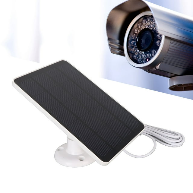 Portable Solar Panel, 5V 4W IP65 Water Proof Camera Charger with 90 Adjustable Wall Bracket, High Efficiency for Micro USB C