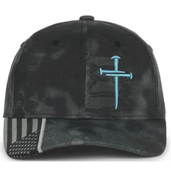 Christian Hats for Men Women Jesus 3 Nail Cross LIGHT BLUE CROSS