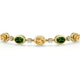 thumbnail image 3 of 18K Yellow Gold Plated Silver Yellow Citrine and Green Chrome Diopside and Moissanite Tennis Bracelet for Women | 3.58 Cttw | November Birthstone | Oval Checkerboard 7X5MM | Fully Adjustable 10 inch, 3 of 6