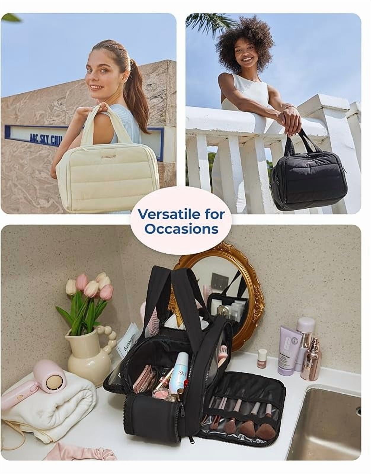 Lightweight Large Travel Toiletry Bag - Women’s Dry Wet Separation Cosmetic Organizer, Wide-Open Leak-Proof 4-Compartment Toiletry Storage (Vacation/Camping)