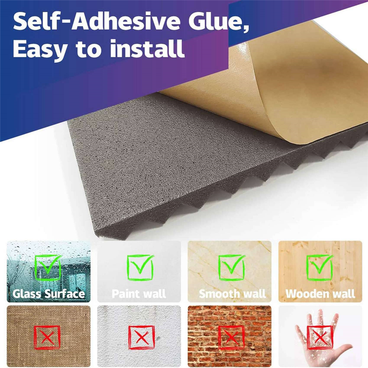 60 Pack Self-Adhesive Acoustic Panels, Sound Proof Foam Panels, High Density Soundproofing Wall Panels for Home (Grey)