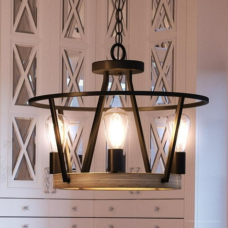 

Urban Ambiance Luxury Industrial Chandelier Medium Size: 12.25 H x 17.5 W with Vintage Style Elements Ash Black Finish UQL2813 from the Bergen Collection