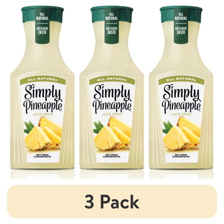 (3 pack) Simply Pineapple Juice Drink Bottle, 52 fl oz