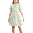 thumbnail image 1 of zbxnLI Robe Fille 2-16T Imprimé Dessin Animé Robe d'Été Manches Courtes Décontractée pour Grandes et Petites Filles, 1 of 3