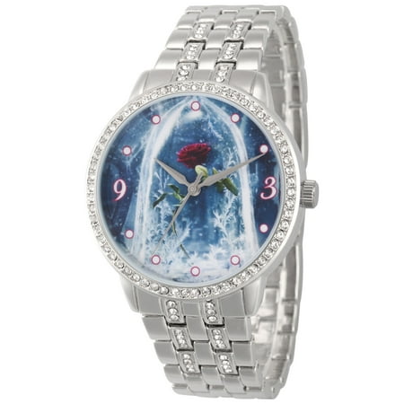 Beauty and the Beast Women's Silver Tone Alloy Glitz Watch, Silver Tone Alloy