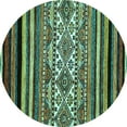thumbnail image 1 of Ahgly Company Indoor Round Abstract Turquoise Blue Modern Area Rugs, 3' Round, 1 of 4