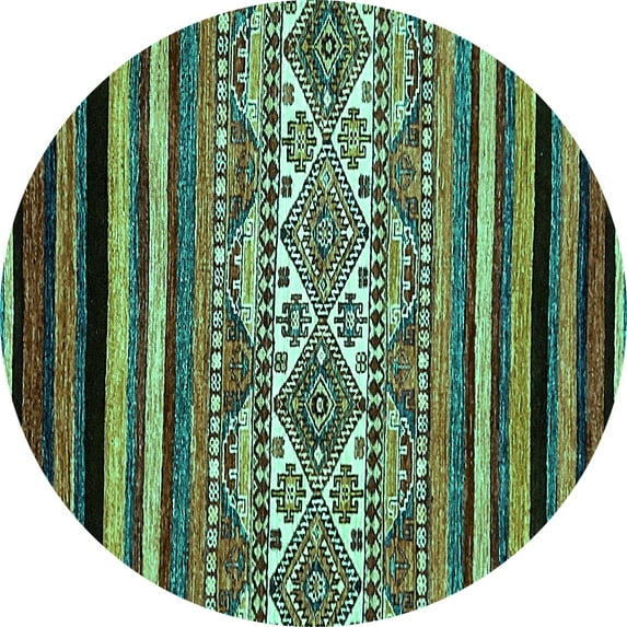 Ahgly Company Indoor Round Abstract Turquoise Blue Modern Area Rugs, 3' Round