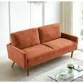 thumbnail image 5 of Xukmct 3 Seater Loveseat Sofa with Wood Legs, Upholstered Velvet Sofa Couch Living Room, Home, Apartment, Office, Orange, 5 of 8