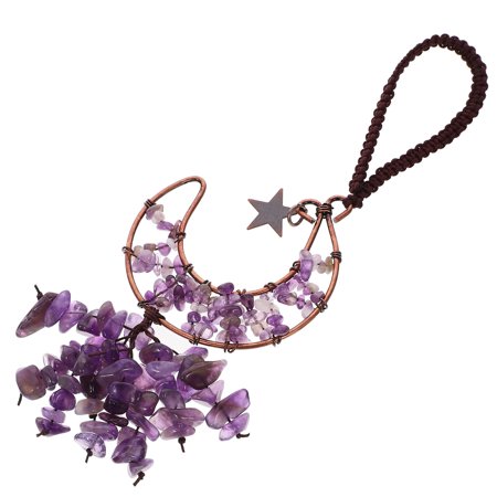 HAMPPLIES Moon Hanging Car Charm Moon Crystal Hanging Ornament Purple Nylon Rope 1Pcs