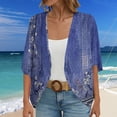 thumbnail image 2 of BODOAO Kimono Cardigans for Women,Casual Open Front 3/4 Sleeve Cardigan,Plus Size Lightweight Shawls Ruana Wraps Court Lock Spring and Solid Color Circle Short Sleeved Cardigan Casual Loose Top Blue L, 2 of 6
