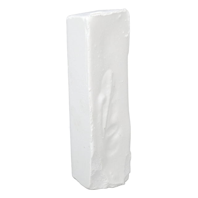 cera para pulir pulido con acabado de espejo cera para pulir reparación operación simple para materiales de joyería anggrek otros Barra rectangular blanca de cera, vista frontal en ángulo 3/4 con aristas irregulares y marcas de uso; para pulir, cortar, encerar y restaurar metales y joyería como acero inoxidable, latón y aluminio, adecuada para lograr un acabado espejo y retoques rápidos.