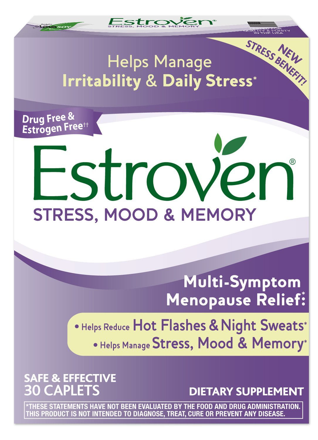 Estroven Stress Plus Mood & Memory, One Per Day, Multi-Symptom Menopause Relief: Black Cohosh, Soy Isoflavones, Ginko Biloba Leaf, Magnolia Bark Extract, 30 Count.., By I-HEALTH INC