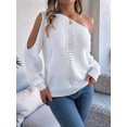 thumbnail image 6 of Crochet Tops for Women Off the Shoulder Sweaters Summer Long Sleeve Hollow Out Knit Beach Clothes White L, 6 of 9