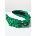thumbnail image 3 of 1pc White Green Solid Color Fabric Irish Festival Headband Personalized Studded, 3 of 3