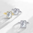 thumbnail image 6 of 2.94ctw Emerald Cut Cubic Zirconia Halo Engagement Ring for Women with AAA CZ in Rhodium Plating, Size 5-10, 6 of 7