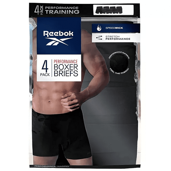 Reebok® Men's Speedwick Performance Training Boxer Briefs 4 Pack Size XL
