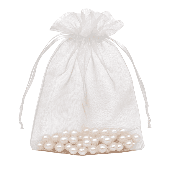 50 PCS White Sheer Organza Bags,4x6 inch Sheer Mesh Bags Drawstring Wedding Favor Gift Bags for Party Baby Shower Pouch
