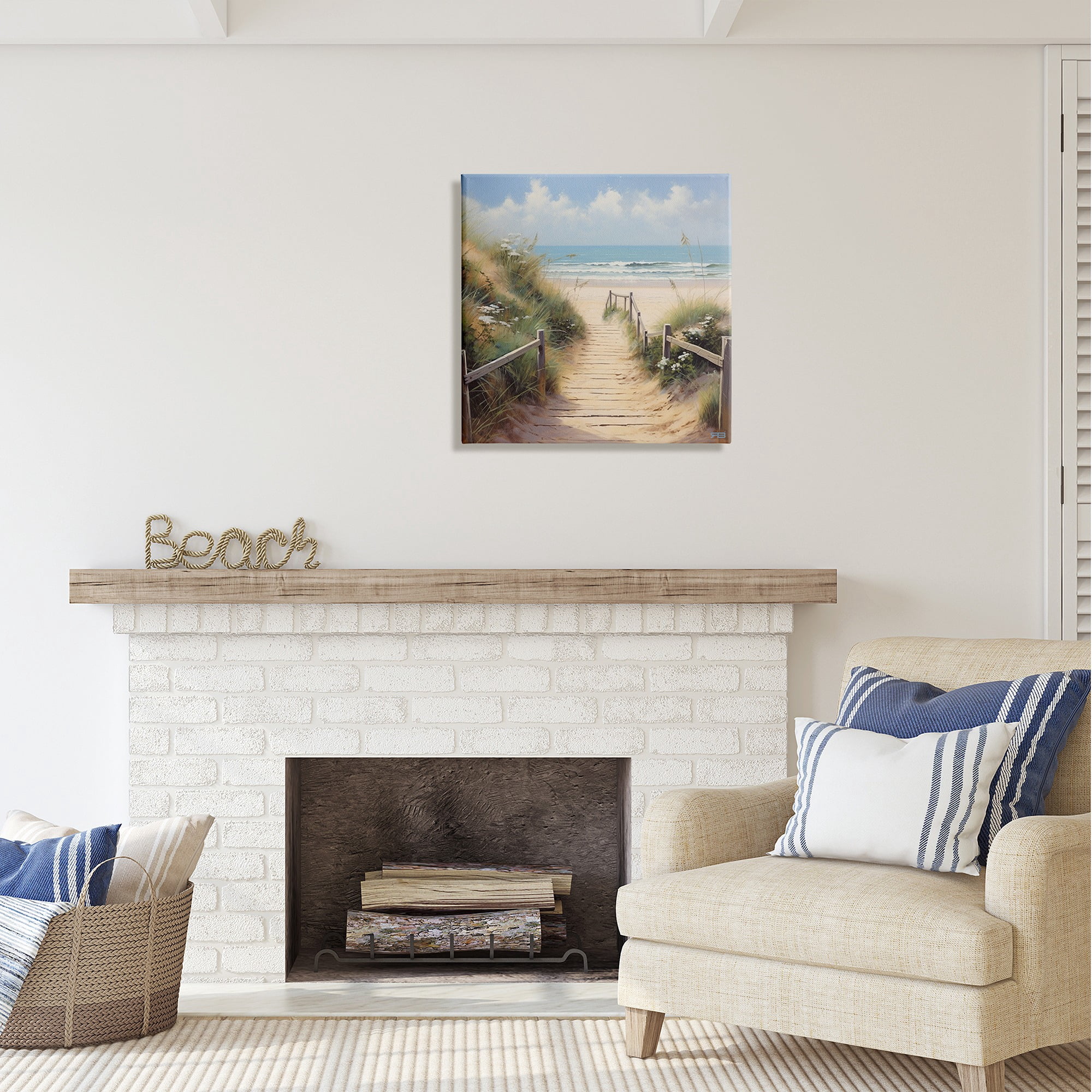 Stupell Industries Sandy Path to Beach Landscape Painting Gallery Wrapped Canvas Art Print Wall Art, 24 x 24