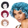 thumbnail image 5 of Reversible Double Layer Hair Styling Accessories Satin Bonnet Chemo Caps Night Sleep Hat Head Wrap Hats PURPLE, 5 of 8