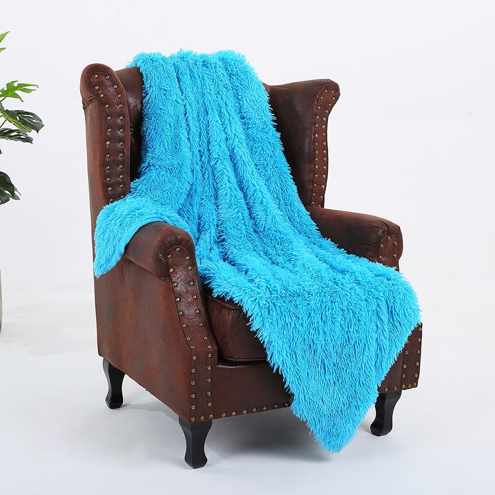 DYstyle Flannel Blanket Solid Warm Long Shaggy Fuzzy Blanket