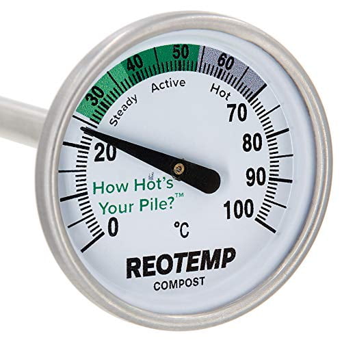 Made in The USA REOTEMP Heavy Duty Compost Thermometer 24 Inch Stem Fahrenheit and Celsius 